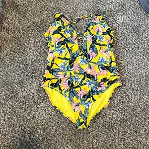 Womens yellow flower swimsuit